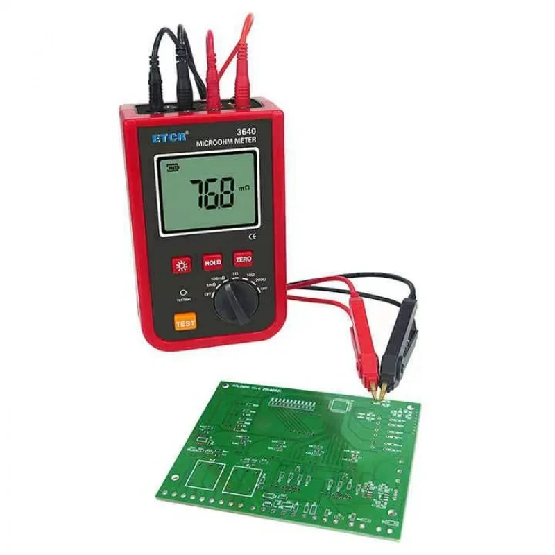 ETCR3640 Precision 4 Wire Milliohmmeter 1mΩ-200kΩ milliohm Clamp Grounding Resistance Tester For Transformers Windings DC