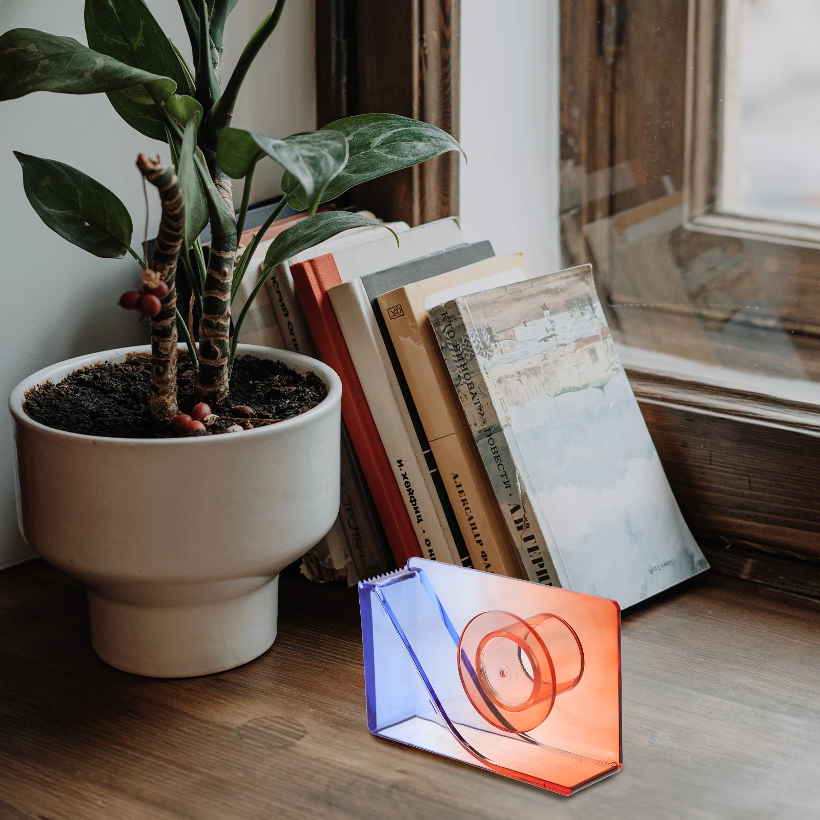 

Convenient Portable Tape Dispenser Mini Sticker Holder Desktop Clear Cutter Home Office Accessory Kids Household Multifunctional