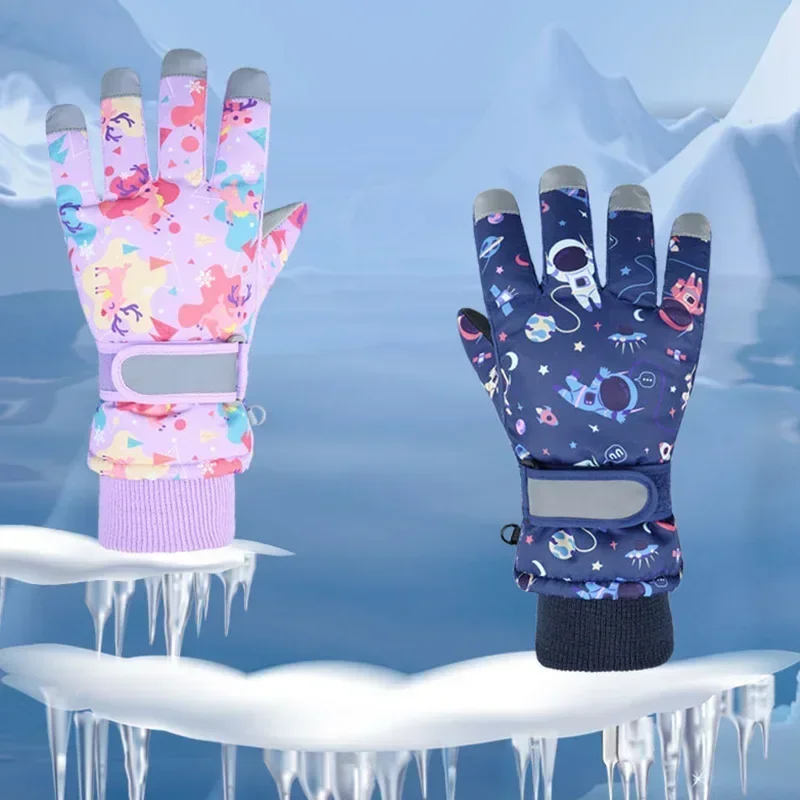 Waterproof Kids Winter Gloves Thicken Children Skiing Gloves Snowboard Riding Cycling Child Snow Gloves for Girls Boys