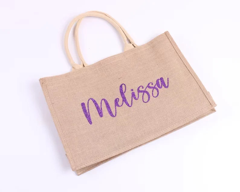 Personalized Burlap Tote - Best Day Ever Wedding Welcome Bag Beach Jute Gift Favor Bridesmaid Bachelorette Sleepover Birthday