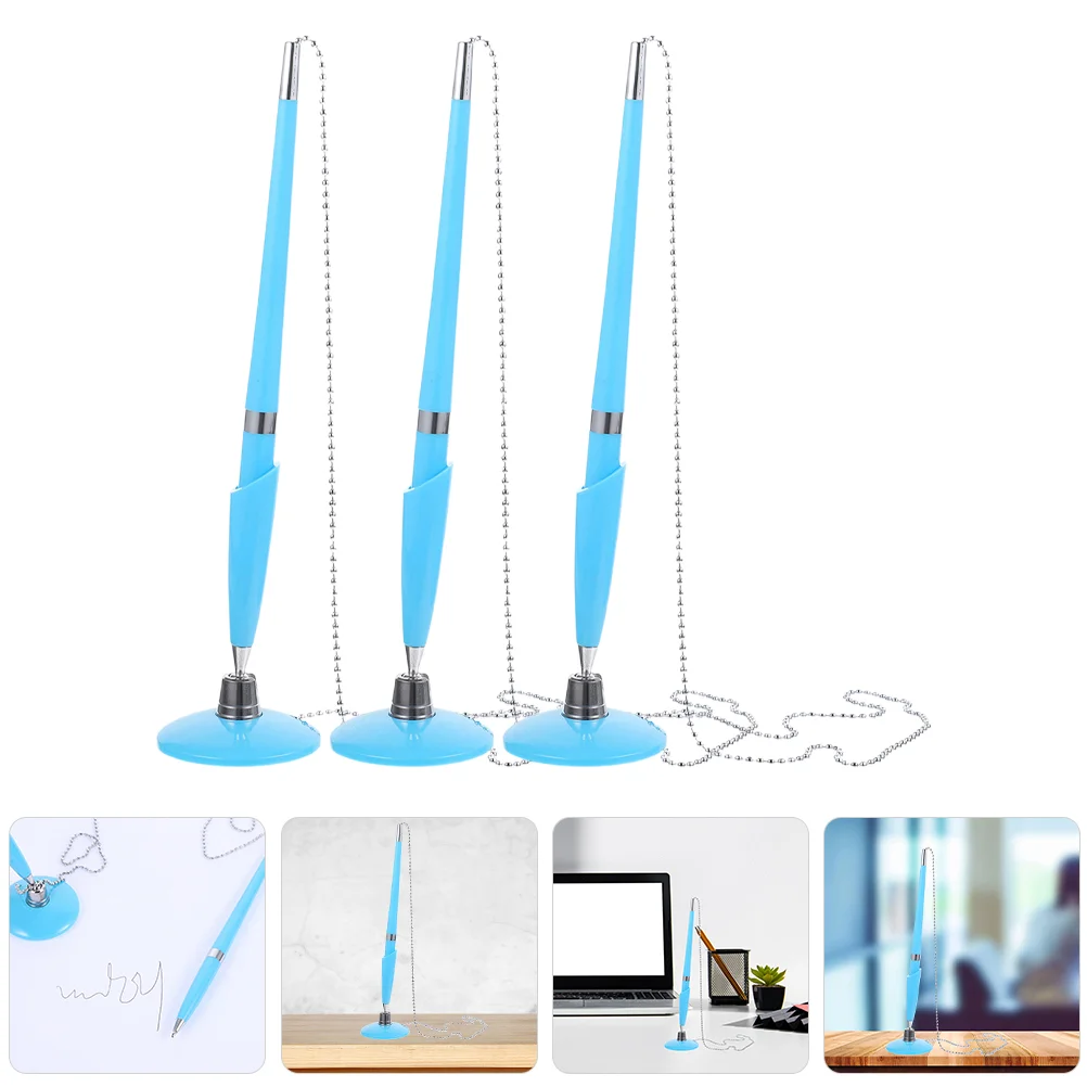 3 Pcs Desktop Pen Counter with Chain Office Ballpoint Security Holder 2pcs Packing