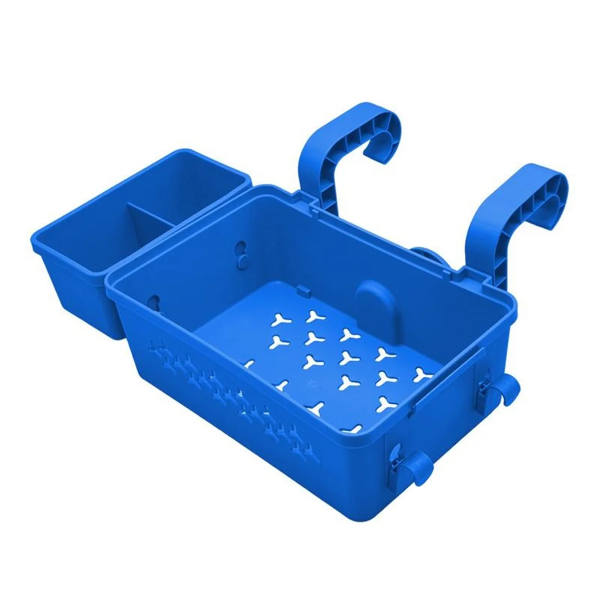 

Portable Poolside Storage Basket Tray with Cup Holder Above Ground Pool Accessories Poolside Storage Blue