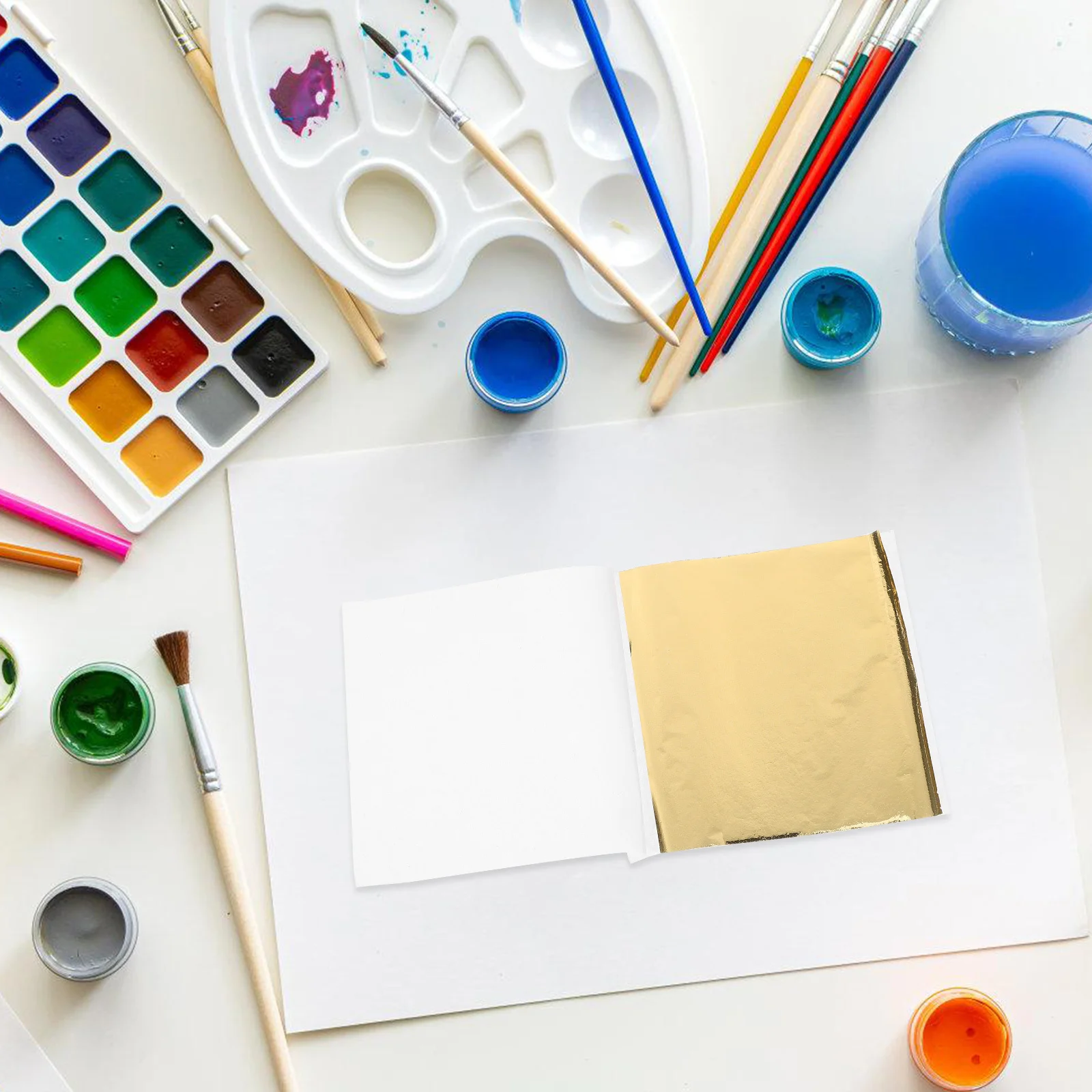 

100Pcs Gold Leaf Sheets Imitation Gold Foil Paper Metallic Craft Art Decorative Flakes for Painting Wood Glass Metal Projects