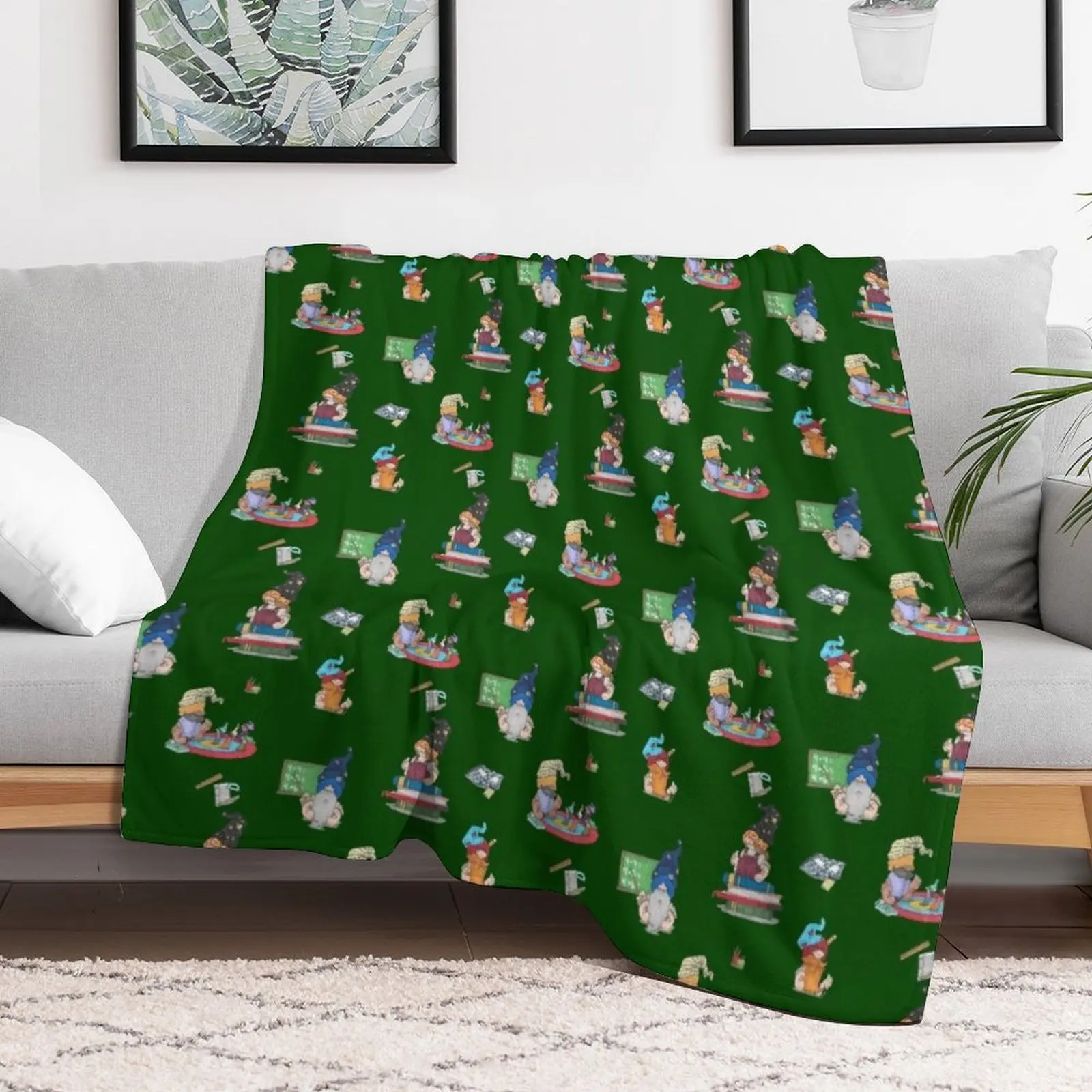 Teacher mini prints (green) Throw Blanket All Season Lightweight Soft Blanket for Bed