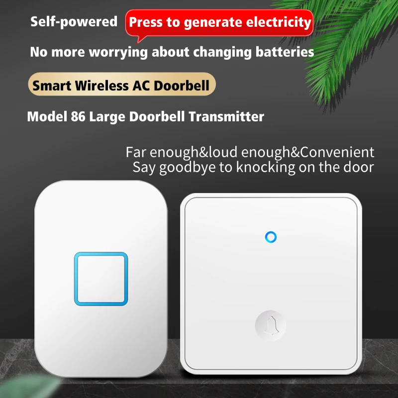 CACAZI Self-powered Wireless Doorbell Waterproof Battery-Free Button Intelligent Door Bell Sets Home Welcome Outdoor EU US UK - Detail 1