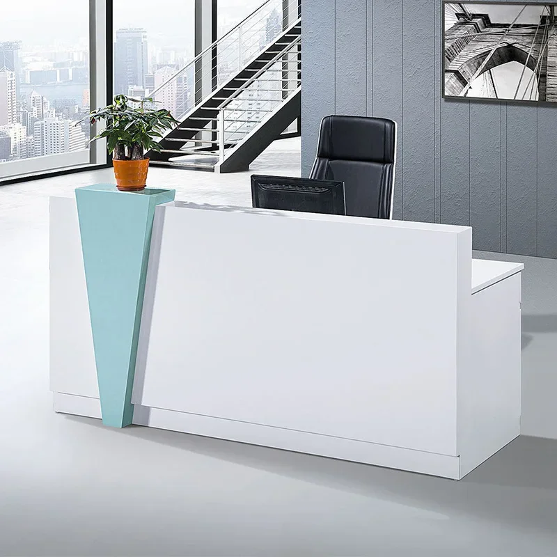 

Reception Desk, Square Office Desk Modern Minimalist Style, Cashier Service for Company or Restaurant, Support Customization