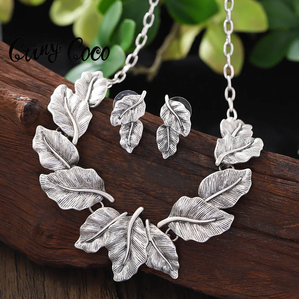 Cring Coco Fashion Necklace and Earrings Leaf Shape Choker Jewelry Trendy Chains Dropshipping Friend Gift for Women Girls 2024