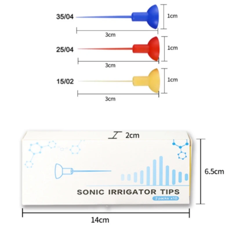 20PCS Dental Sonic Irrigator Tips Plastic Root Canal Cleaning Washing Activator Tips Yellow/Blue/Red