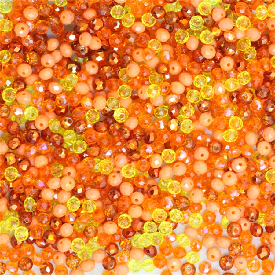 Isywaka Orange Multicolor 3*4mm 125pcs Rondelle Austria faceted Crystal Glass Beads Loose Spacer Round Beads for Jewelry Making