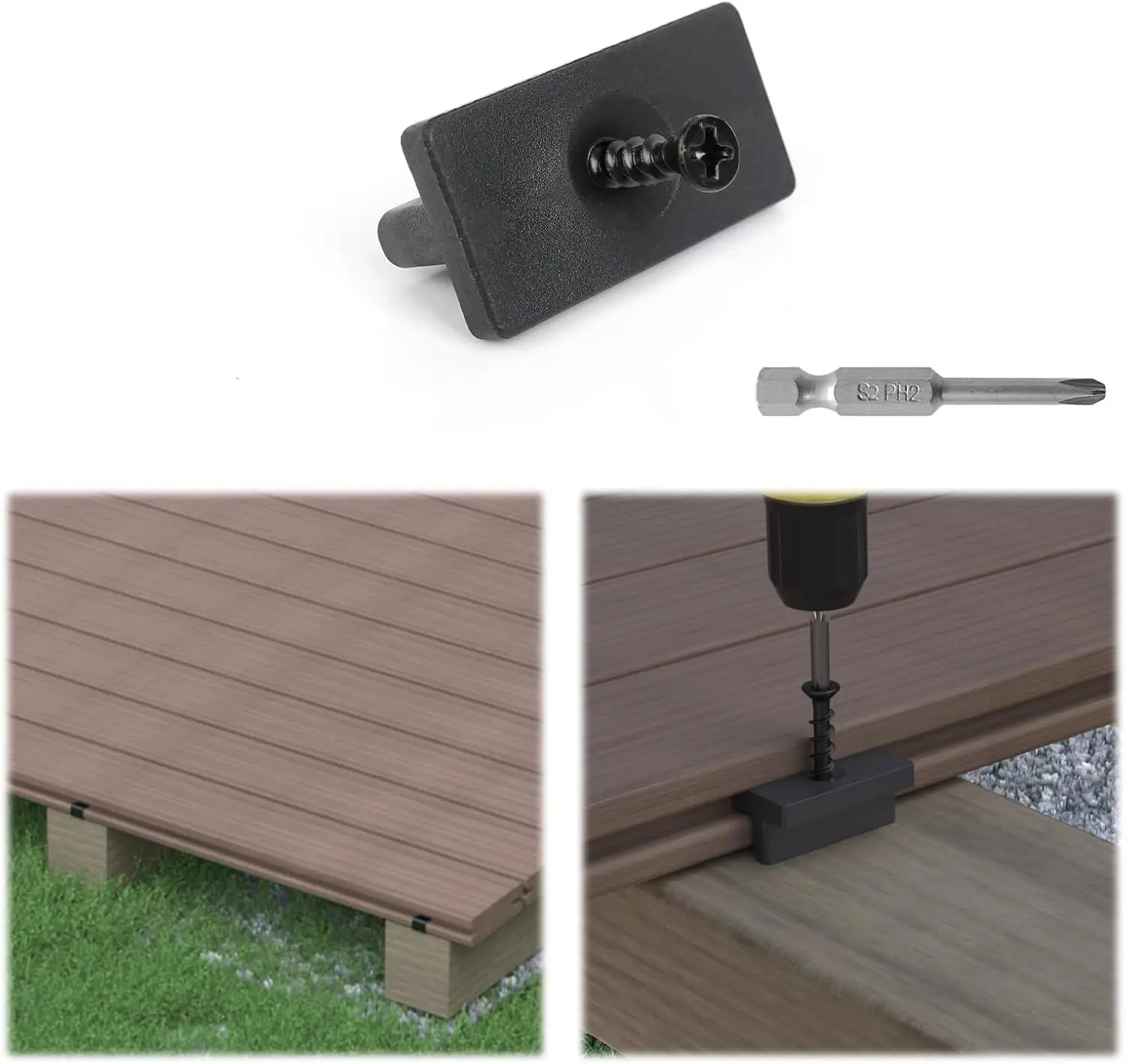 200Pcs Plastic WPC Composite Deck Clip Hidden T Fixture