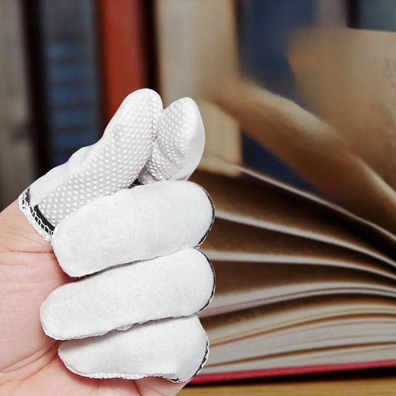 New Cotton Finger Covers Breathable Anti-Slip Money Counting Page Turning Accountant Test Paper Multi-Purpose Protective Gloves