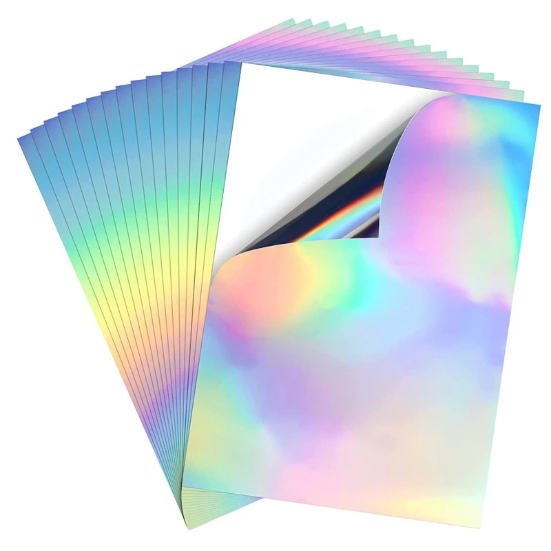 20 Stück transparente holografische Overlay-Laminierungsaufkleber, Papier, bedruckbare Vinyl-Etiketten, Bastelaufkleber,