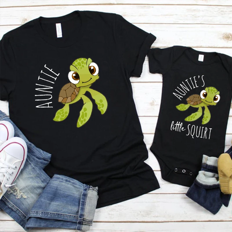 Auntie and Auntie\'s Little Turtle Shirt Gift for Aunt From Niece and Nephew Cute Turtle Matching Shirts Baby Shower Tee Gifts