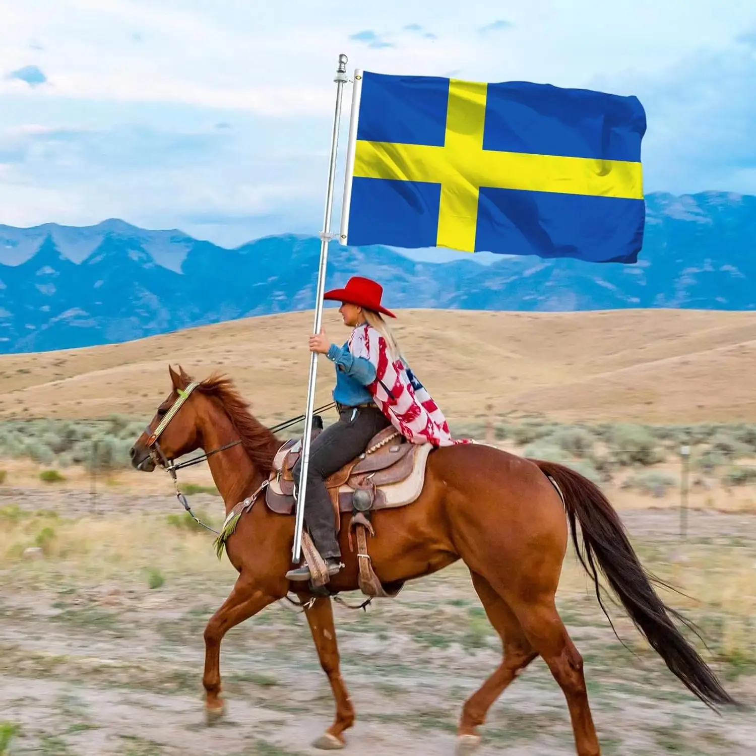 Swedish Flag 3ft x 5ft Hanging SWE SE The Kingdom of Sweden Flag Polyester standard hanging Flag Banner