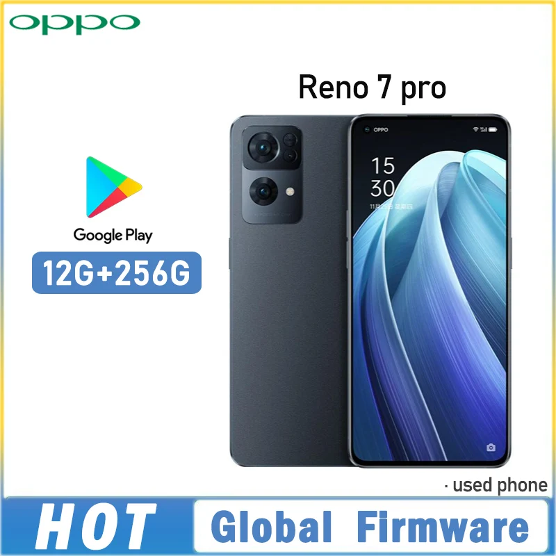 Global firmware OPPO Reno 7 pro 5G smartphone ColorOS 12 MTk Dimensity 1200max 6.55 inch 12GB 256GB 50MP r7p Used Phone