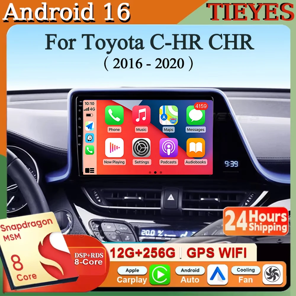 Android 16 Carplay&Auto Autoradio Navigation Multimedia Stereo Player QLED GPS Für Toyota C-HR CHR 2016 - 2020
