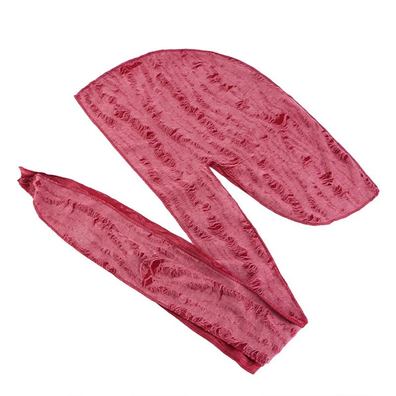 جديد خمر حفرة القطن Durag عقال للجنسين الهيب هوب باندانا ذيل طويل القراصنة قبعة للرجال العصرية أشرطة رأس الدراجات وشاح الرأس