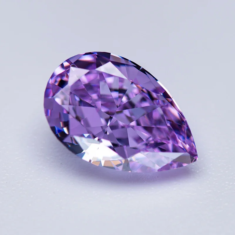 

Cubic Zirconia Crushed Ice Cut Purple Color Pear Shape Charms Beads for Diy Jewelry Making Pendant Ring Materials No Certificate