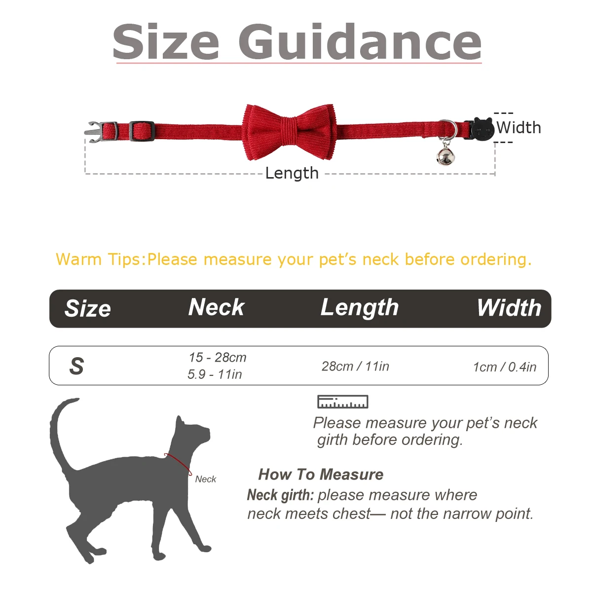 SucadoPet Katzenhalsband mit Roter Fliege Schnellverschluss Valentinstag Hochzeit Party Breakaway Katzenhalsband Schleifendesign Haustierzubehör – Detail 3