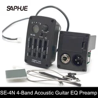 SE-4N Preamplificador de guitarra acústica EQ de 4 bandas con sintonizador de procedimiento Digital redondo ecualizador pastilla de guitarra aceite de goma negro