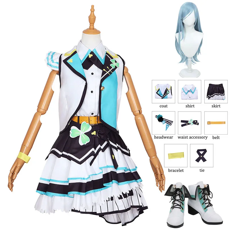 

PJSK MORE MORE JUMP Hinomori Shizuku Cosplay Costume Wig Shoes Women Halloween Carnival Party Dress Uniform Outfit Suit