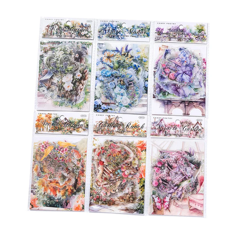 30 Pcs/pack Garden View Stickers For Planners Scrapbooking Supplies Water Bottle Laptop DIY Arts Crafts Journal Album Phone Case