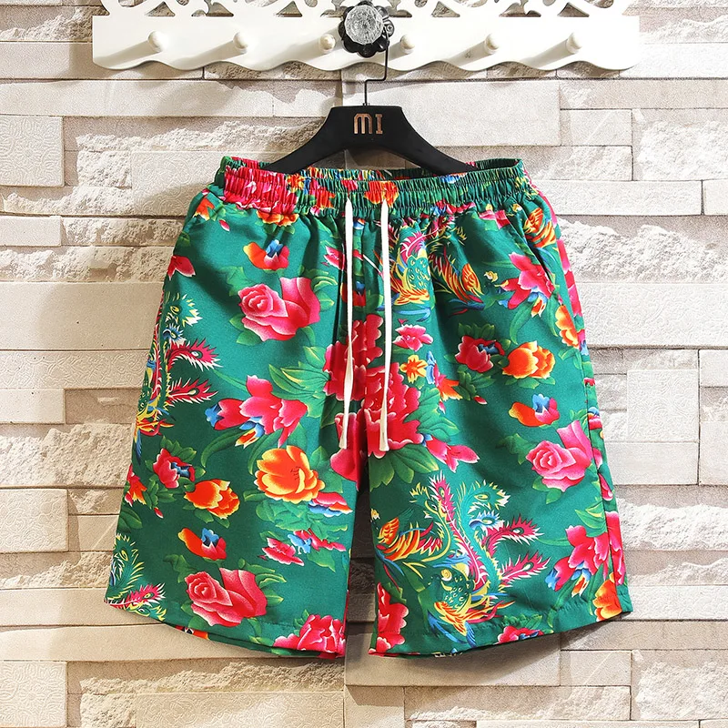 Fashion New 2024 Spring Flower Pants Trendy Male Casual Shorts Fifth Pants Sports Shorts Men's Loose Comfort Fifth Pants