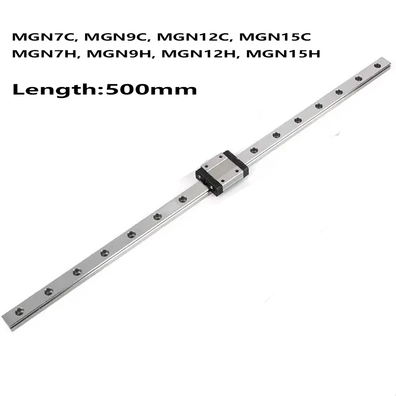 MGN7 MGN12 MGN15 MGN9 L 500mm Miniature Linear Rail Slide 1pcs MGN Linear Guide MGN Black Carriage 3D Printer Part