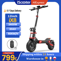 IScooter iX8 12 inch Electric Scooter 2400W Dual Motor Off Road Scooter for Adults 20Ah 60 km/h Powerful Electric Kick Scooter