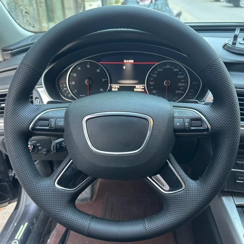Hand Sewn For Audi Q7 2012-2015 Q3 Q5 2013-2016 A4 (B8) 2014 2015 A6 (C7)  Artificial Leather Car Steering Wheel Cover Accessori