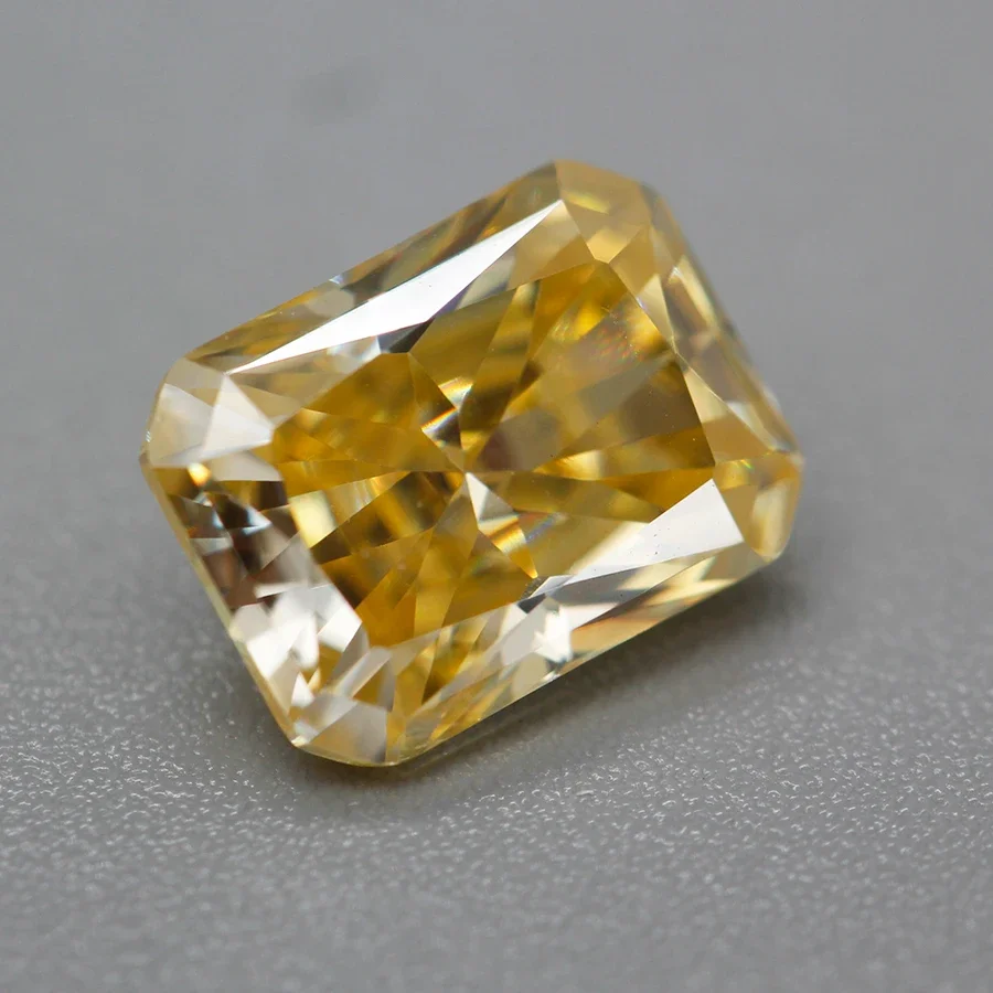 Golden/Champagne/Vivi Yellow Moissanite Stone Radiant Cut VVS1 Lab Diamond Gemstone Passed Diamond Test with GRA Report