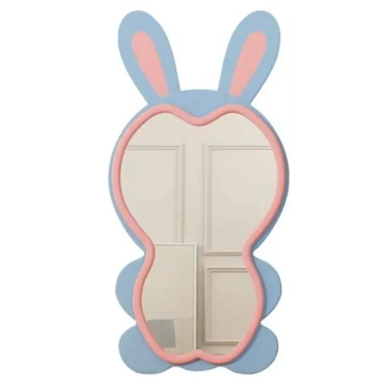Cream Style Irregular Full Length Floor Mirror Light Luxury Rabbit Shape Standing Dressing Glass for Girls Bedroom Decor