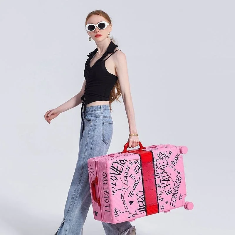 Japanese princess colorful suitcase female ins Internet celebrity new trolley case small leather case password case tide pink