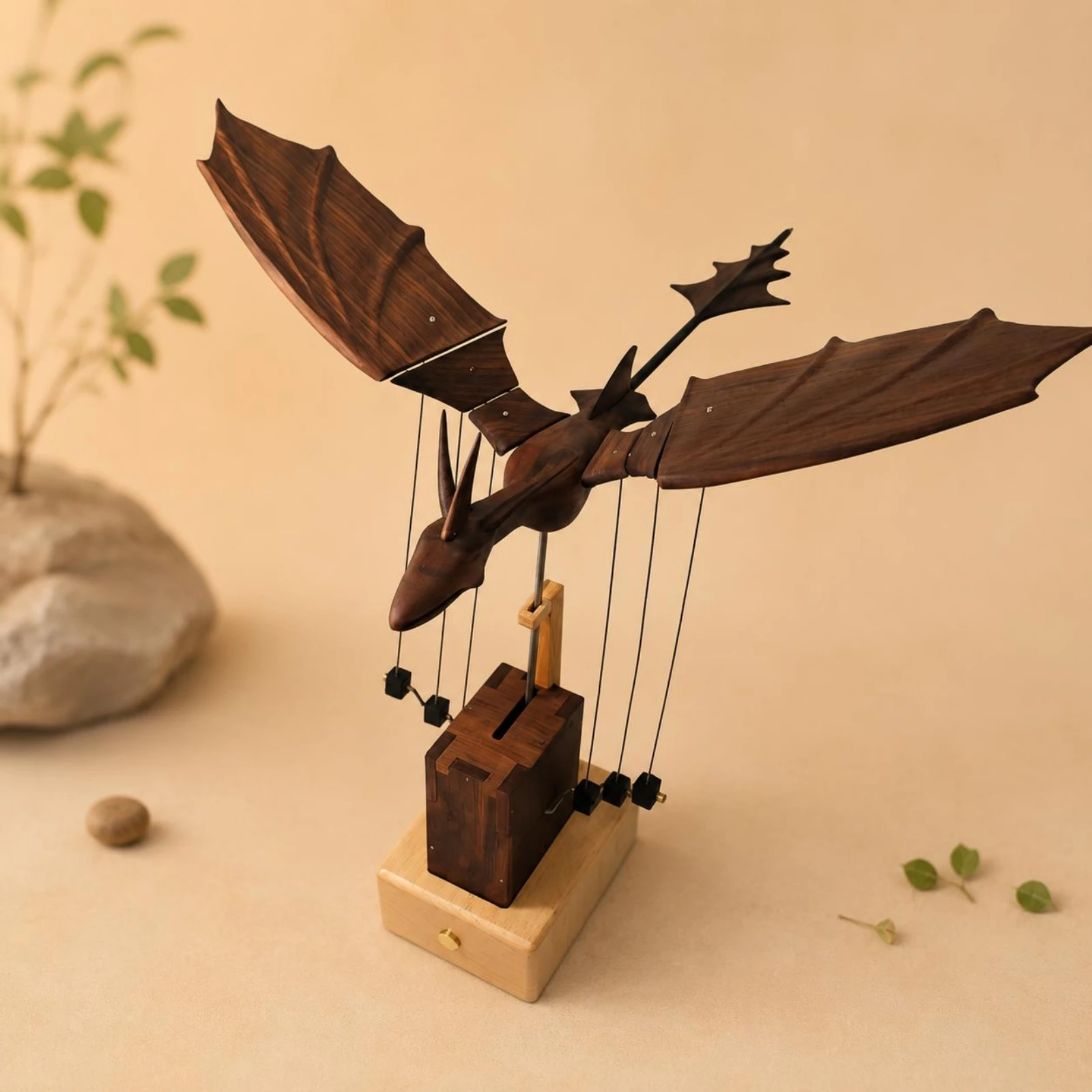 Wooden Dragon Statue Handmade Wooden Dragon Figurine Table Ornament Prosperity Home Decor Good Luck for Desk, Shelf view 6