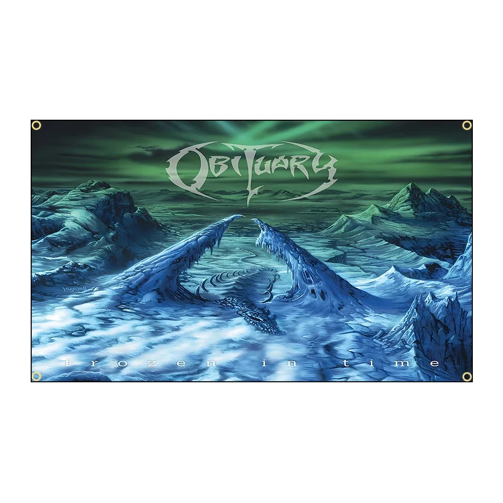 Obituarys Heavy Rock Band Flags Polyester Printed Banner for Garage Wall Art Out Door Decoration