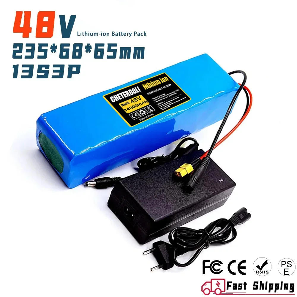 36V/48V 14Ah lithium battery pack 10S3P/13S3P,for 500W scooters,waterproof rechargeable lithium-ion battery,with BMS protection.