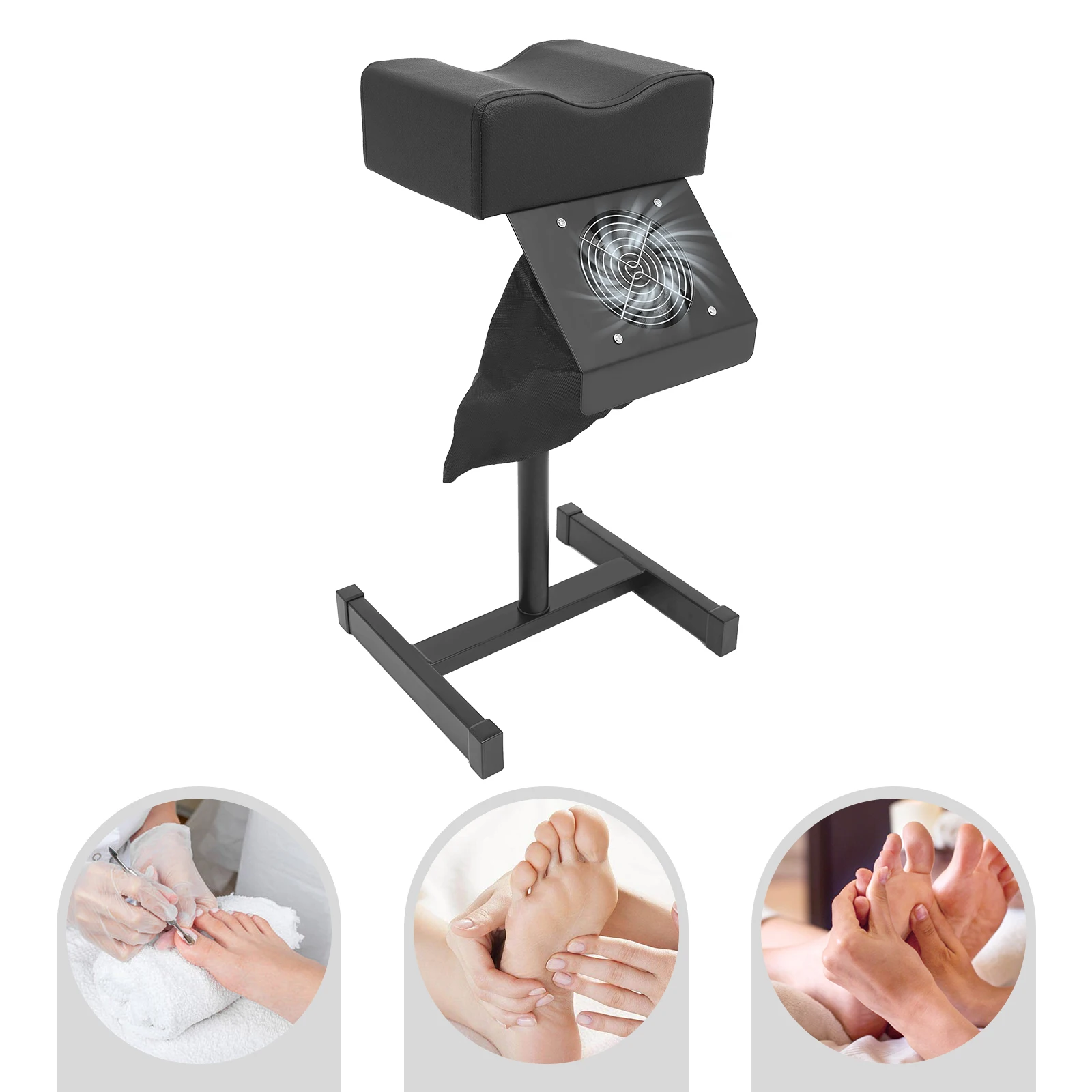 White/Black Footrest Nail Bench Beauty Salon Lift Stool Pedicure Stool Chair with Cleaning Fan