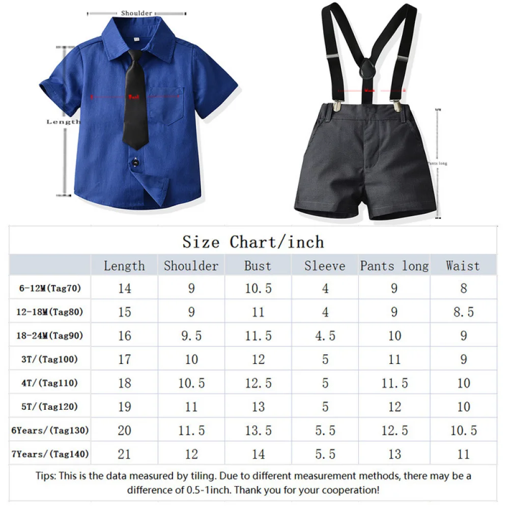 Conjunto de Traje de Verano para Niños Caballeros, Camisa de Manga Corta de Algodón, Pantalones Cortos, Tirantes, Corbata, Ropa Formal para Fiestas de Cumpleaños y Bodas