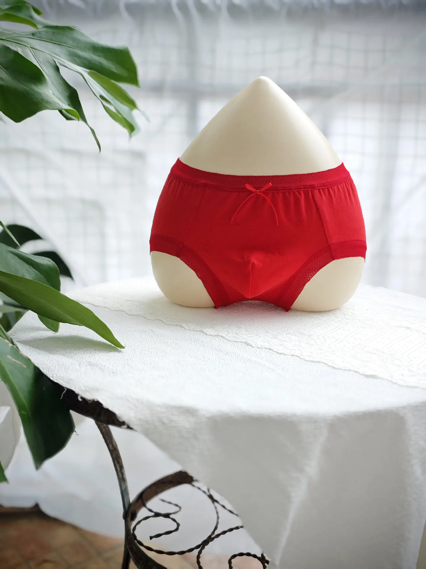 Red Collection Birthyear Medium and Low Waist Cotton Mesh  Elastic Bow Sexy Men's Briefs Cute LGBT Gifts FKK