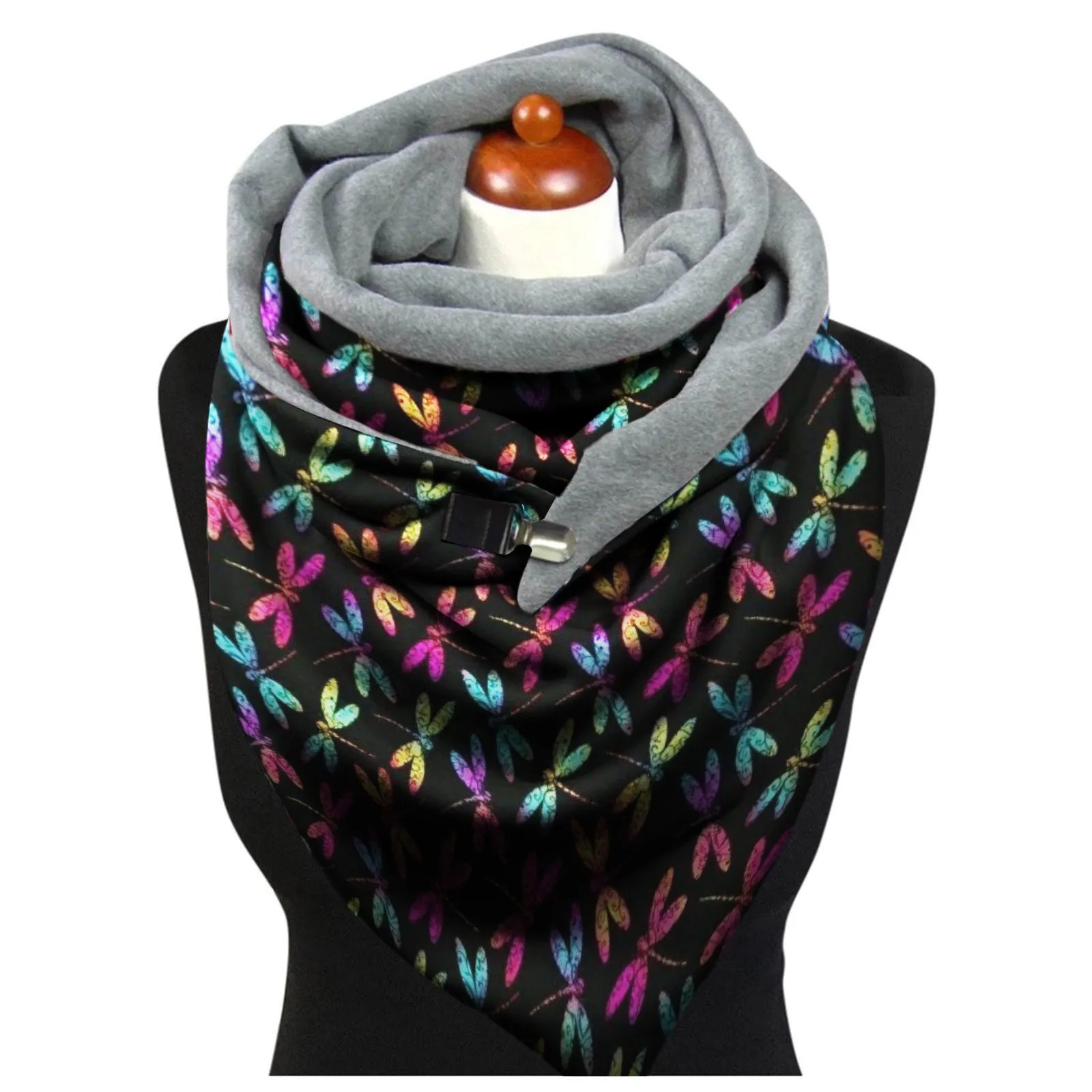 Winter Wrap Print Women Scarves Casual Soft Fashion Button Shawls Paisley Warm Scarf Muffler Hat Silk Head Warm Weather Scarf