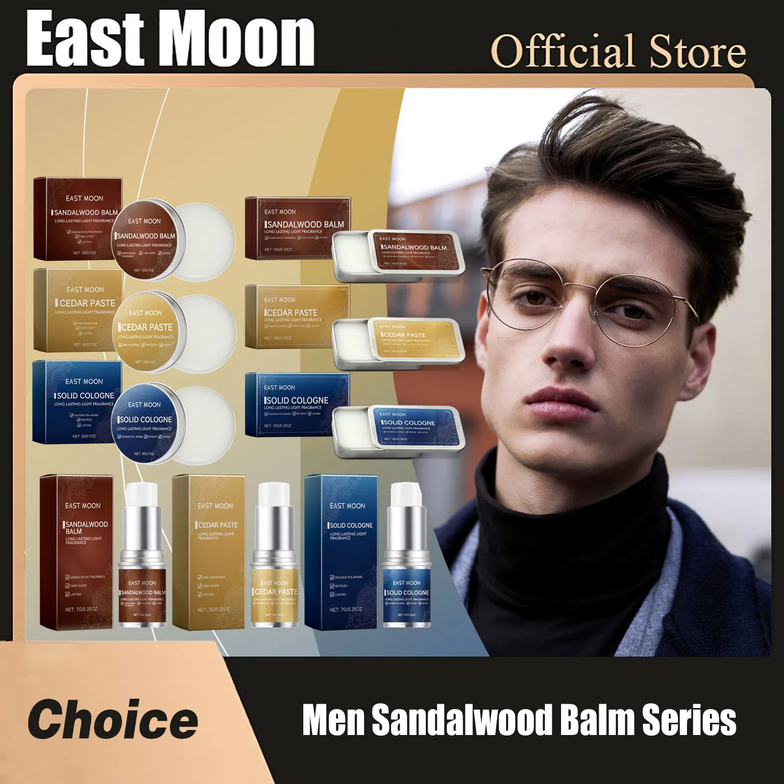 Men Sandalwood Balm Series Lasting Scent Keep Fresh Dating Flirting Improve Temptation Portable Body Light Fragrance Solid Balms