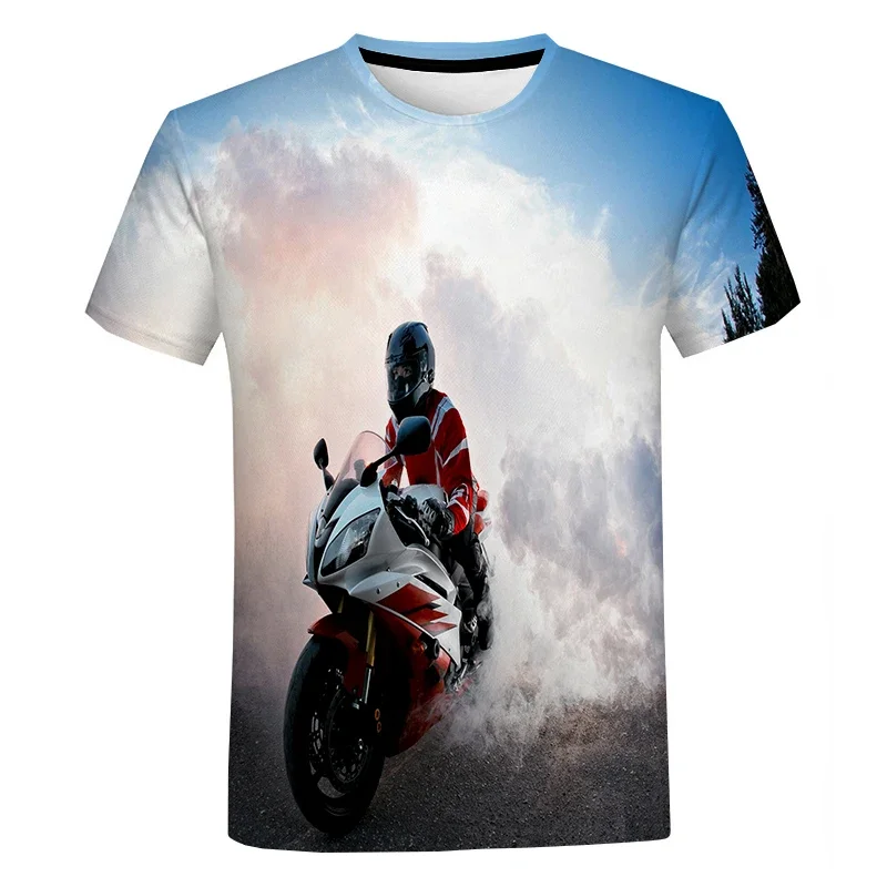 New Fashion Men and Women Biker 3dT T-shirt Summer Casual Trend T-shirt Round Neck Oversized Harajuku Tops