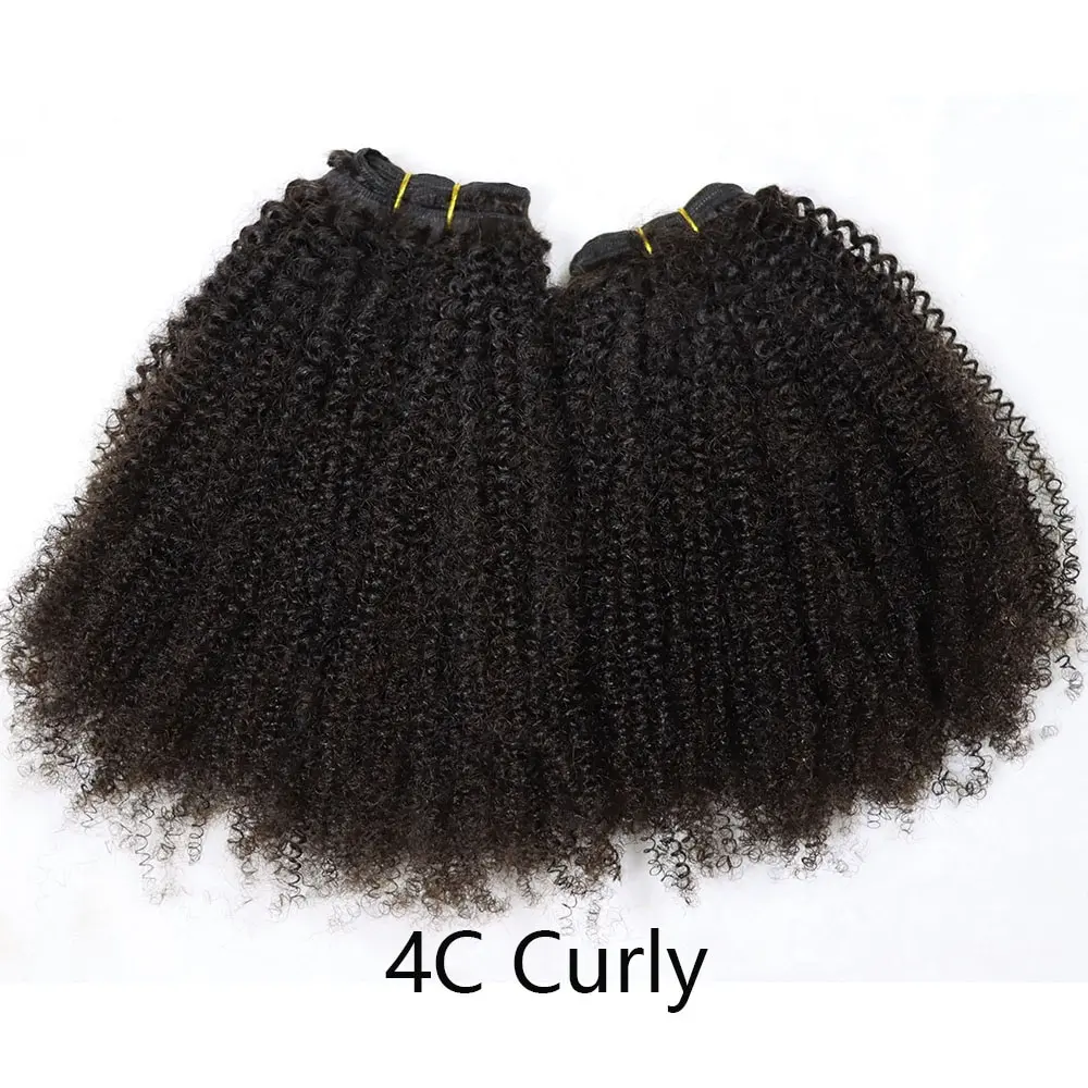 Brazilian Hair 1Pcs 4C Afro Kinky Curly Hair Natural Color Human Remy Hair Weft Extension 10-26inches Virgin Hair Weave Bundles