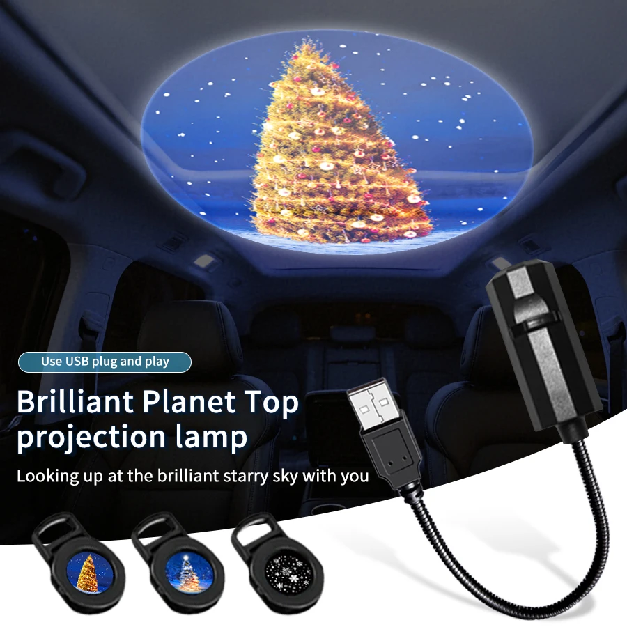 Christmas Themed Series USB Plug in LED Projection Lights Replaceable Light Strips Indoor Atmosphere Lights Holiday Decorations