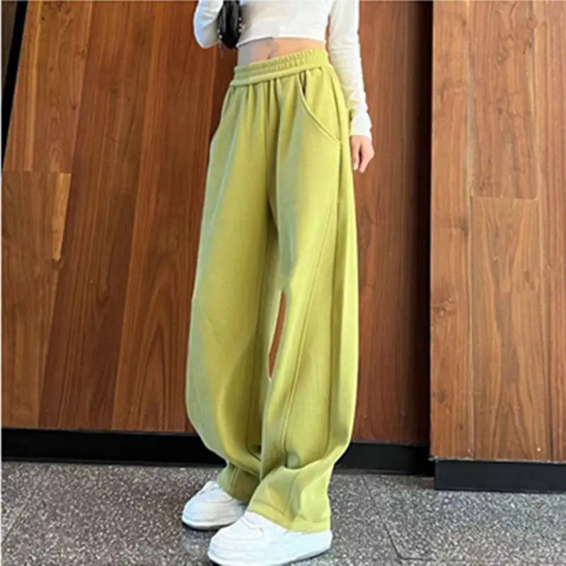 Nuevos pantalones holgados adelgazantes de pierna recta hasta el suelo para mujer, pantalones informales estrechos de pierna ancha para primavera y otoño, ropa única de moda para mujer