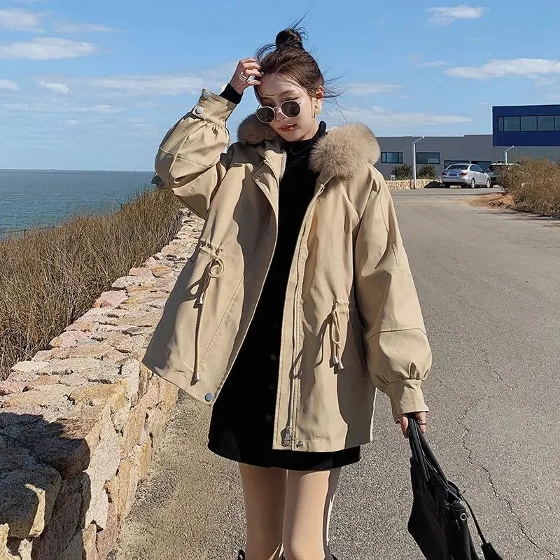 Korean Ladies Hooded Patchwork Puffer Coat Winter Women Fashion Cotton Padded Jacket 2025 Femme Long Sleeves Parkas Outcoat