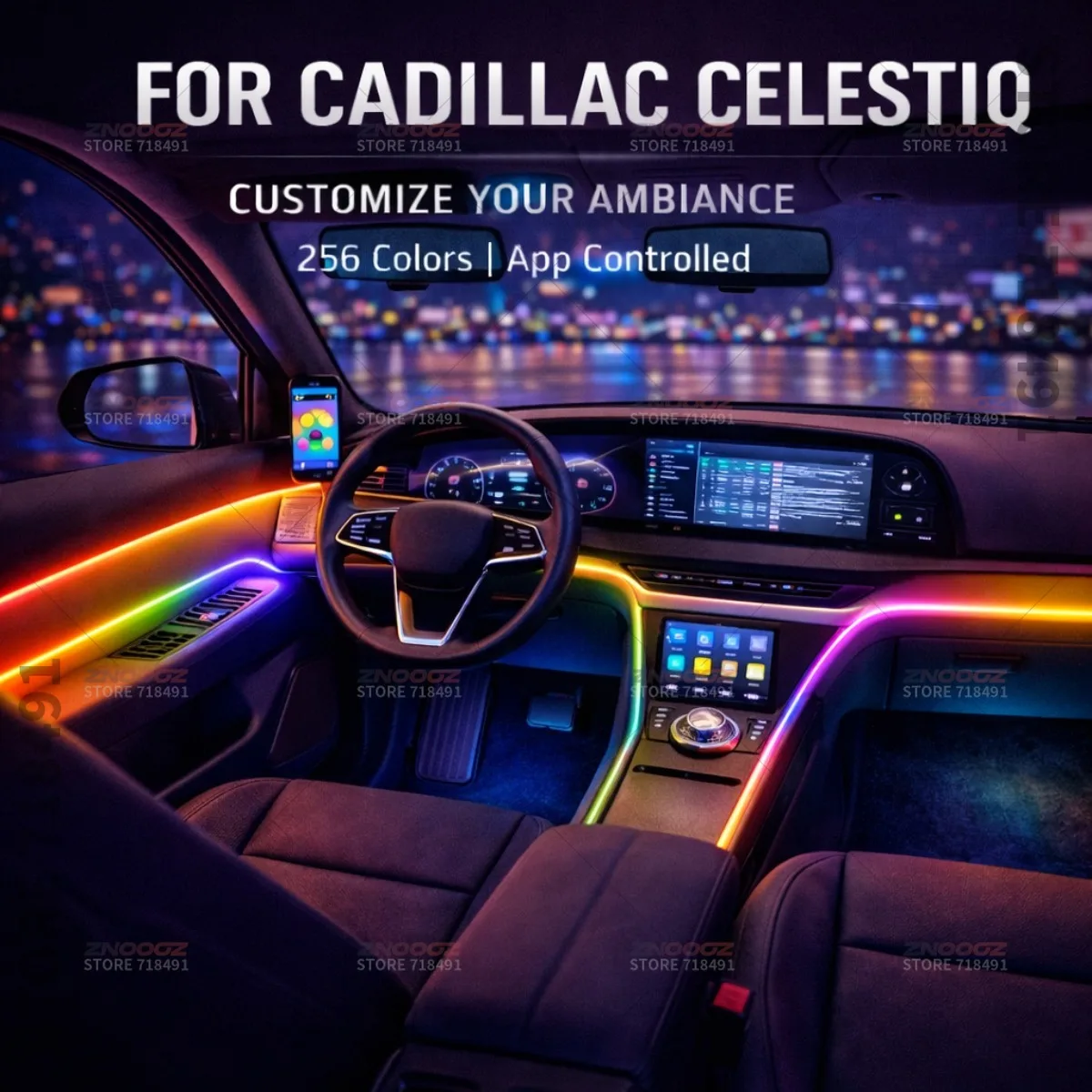 

22in1 RGB Car Interior Acrylic Car Ambient Lights RGB Hidden Acrylic Strip Decoration Atmosphere Accessories ForCadillacCelestiq