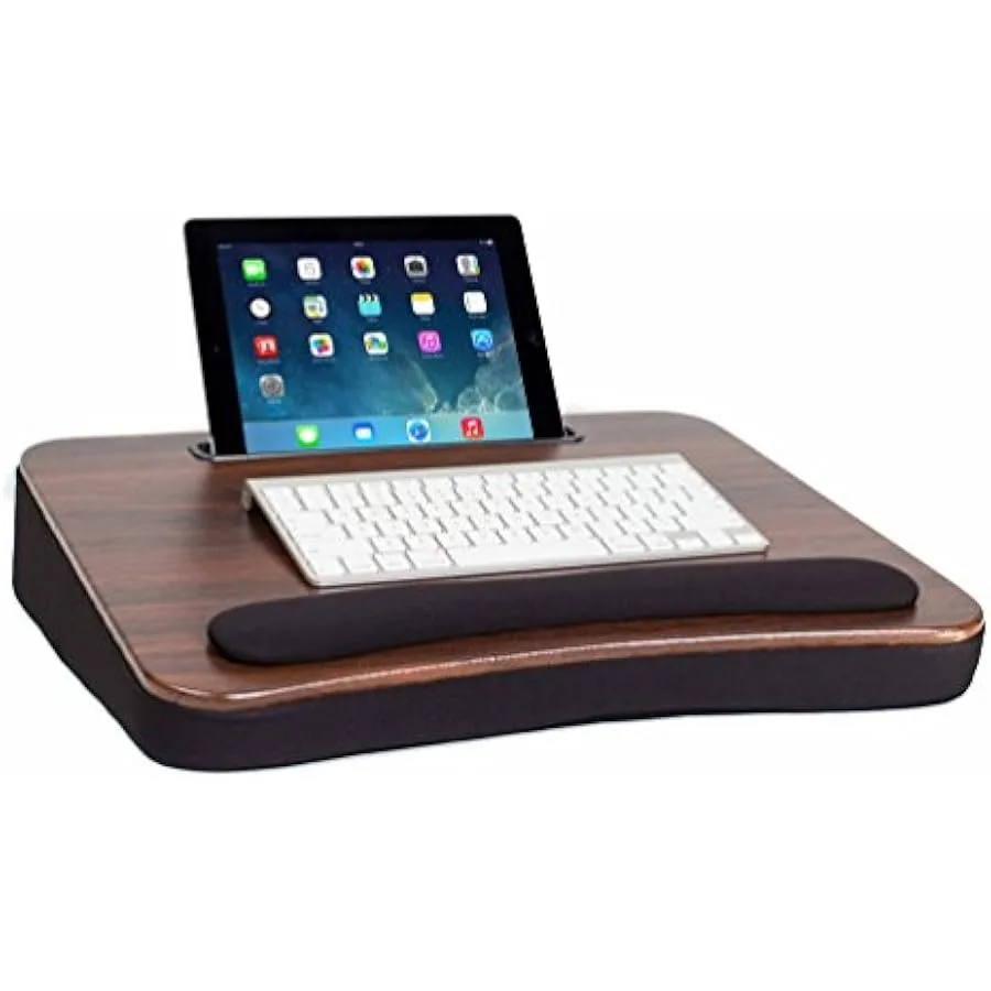 

Multi Tasking Lap Desk with Memory Foam Cushion | Tablet Slot | Fits Laptops Up to 17" | Tablets Up to 9.6" | Black | Walnut Wo