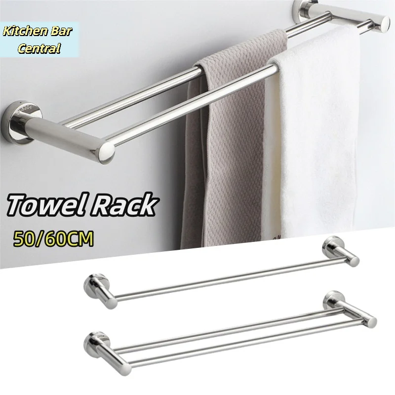 【1pc-50-60cm-suporte-de-toalhas-de-banheiro-simples-e-duplo-em-aco-inoxidavel】