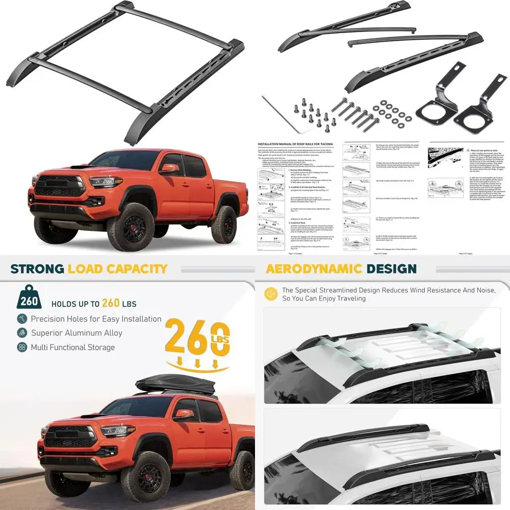 

Aluminum Waterproof Roof Rack Crossbars for 2005-2023 Toyota Tacoma Double Cab, Heavy Duty & Rust Resistant